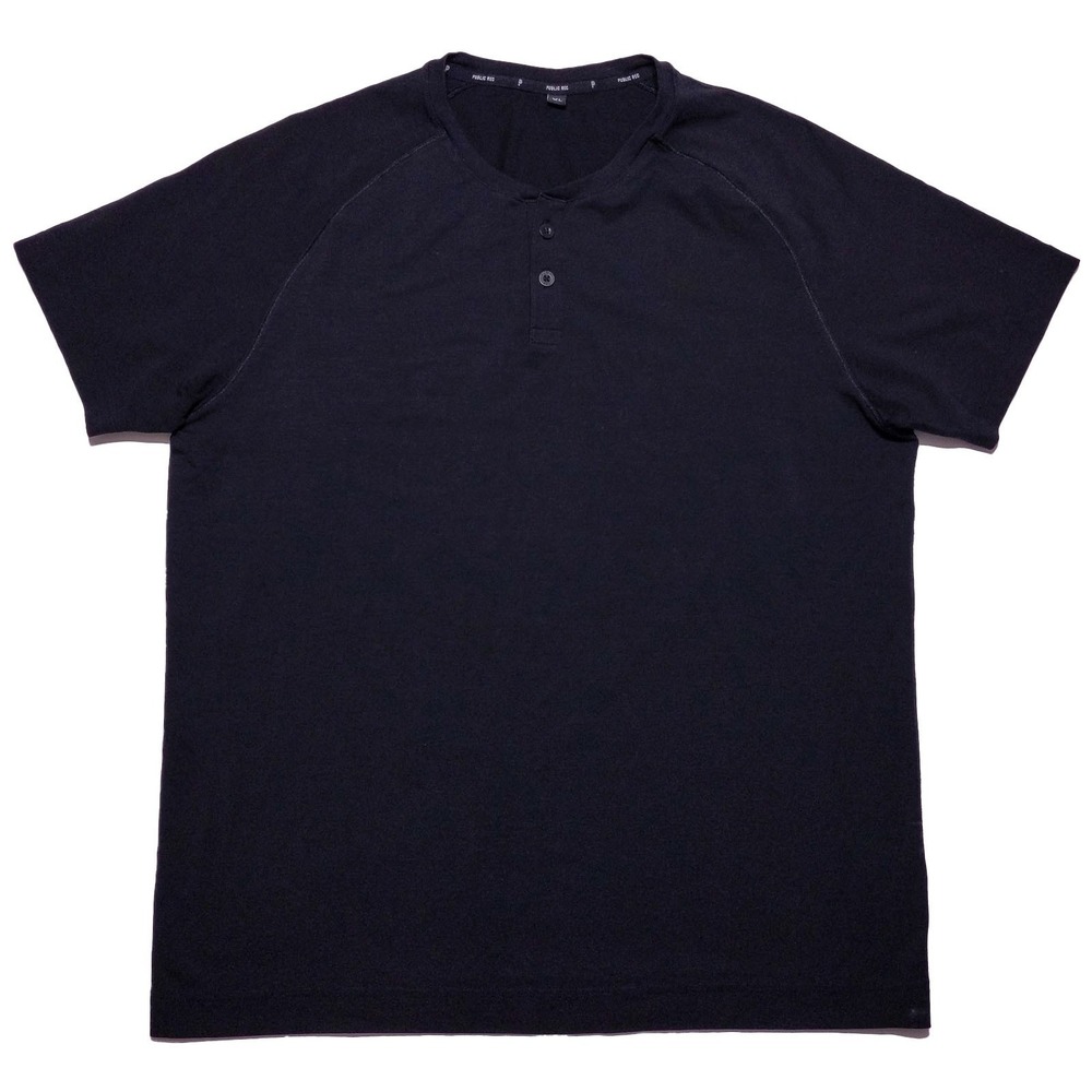 PUBLIC REC Men's Short Sleeve Henley Shirt‎ Cotton Lyocell Black XL